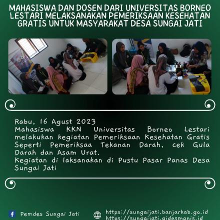 Mahasiswa Universitas Borneo Lestari melakukan Pemeriksaan kesehatan gratis